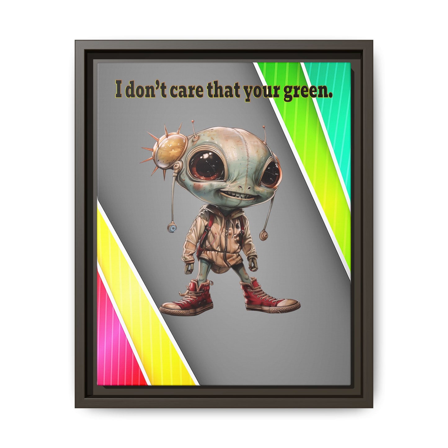I don't care that your green - framed canvas art (rainbow split)