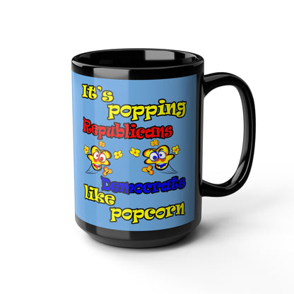 popping like popcorn - Black Mug (light blue)