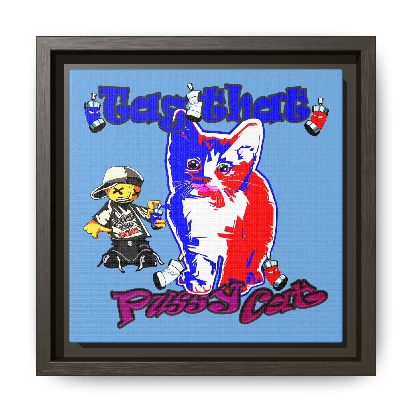 tag that - framed canvas art (light blue)