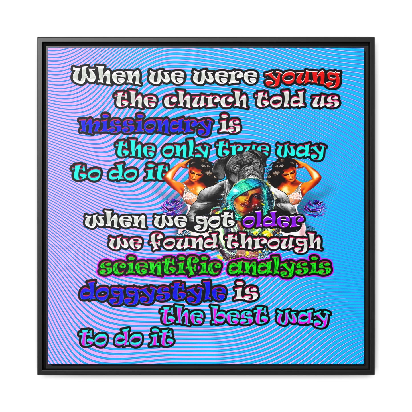 doggystyle - framed canvas art (light blue-purple wave)