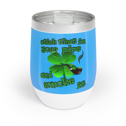 celtics logo - Chill Wine Tumbler (light blue-purple wave)