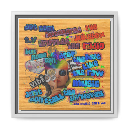 drop the beat - framed canvas art (butterscotch wood finish)
