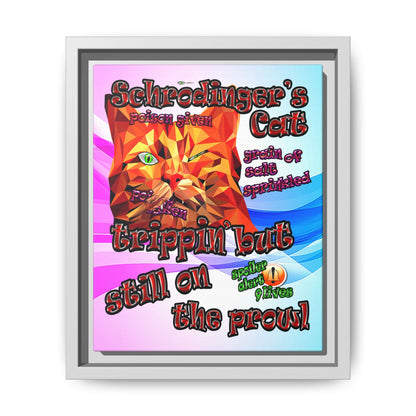 schrodinger's cat - framed canvas art (light blue-pink wave)
