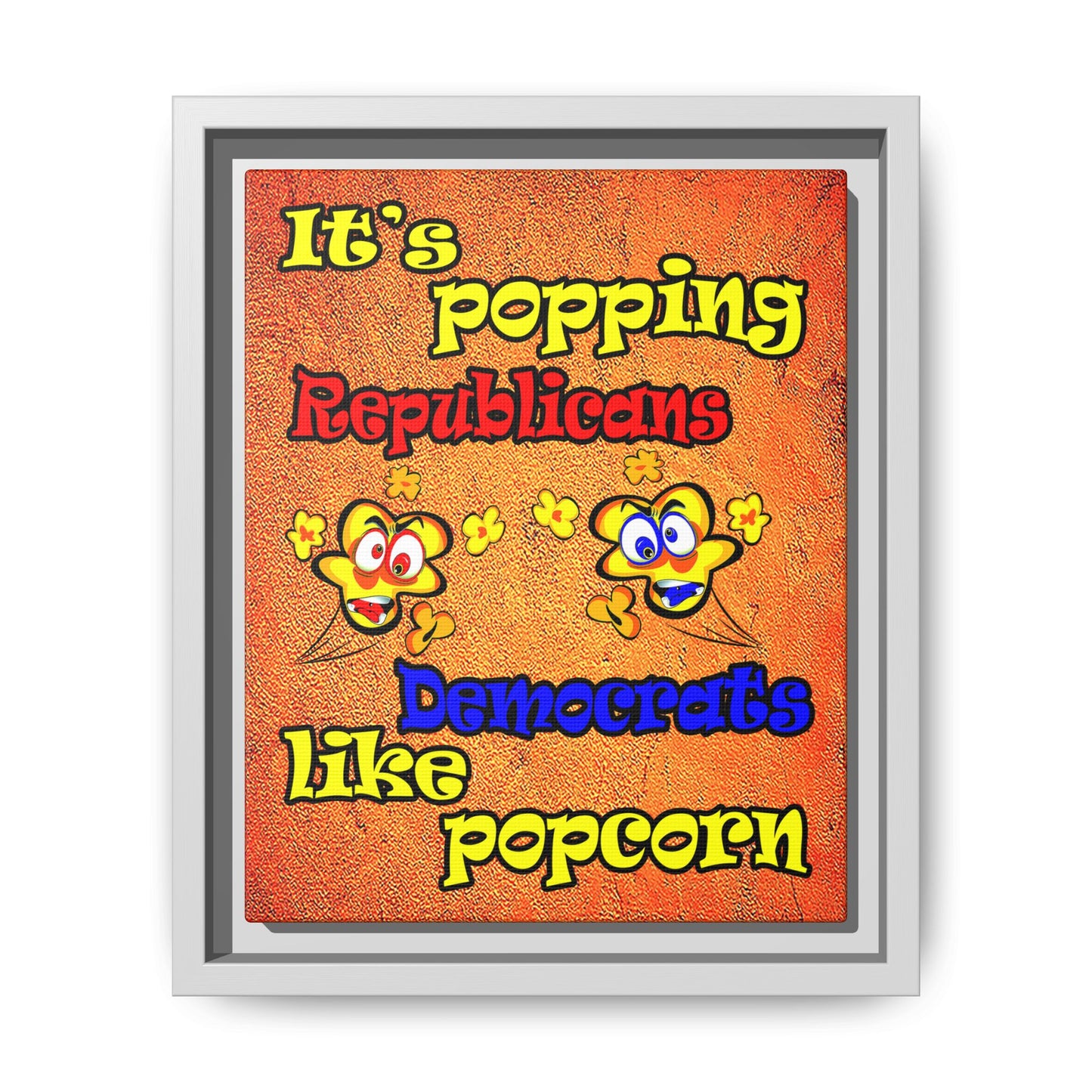 popping like popcorn - framed canvas art (burnt orange)