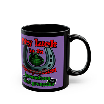 my luck - Black Mug (light purple)