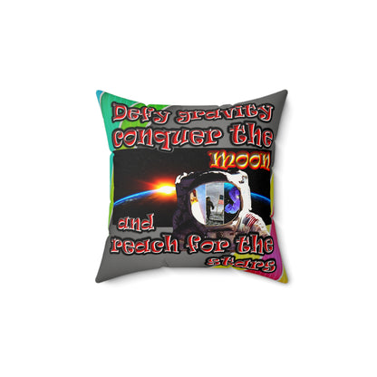defy conquer reach - Faux Suede Square Pillow - (rainbow split)
