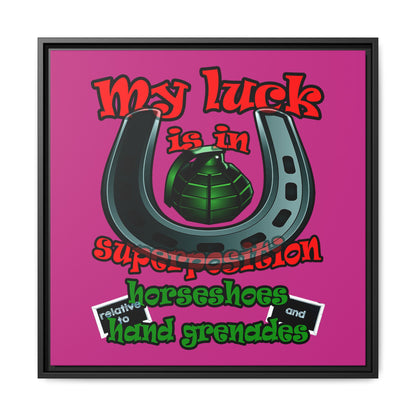 my luck - framed canvas art (pink)