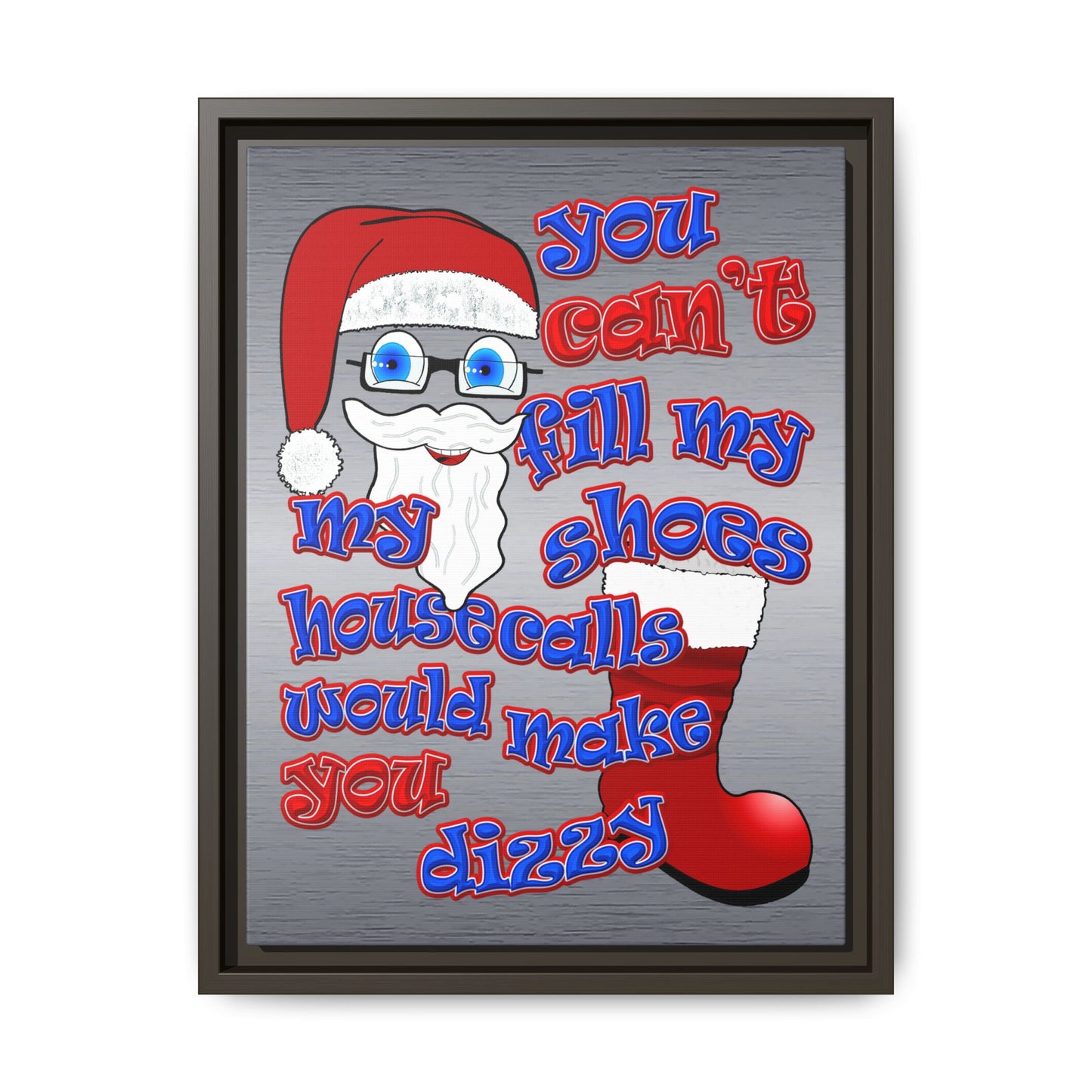 santa's shoes - framed canvas art (brushed nickel)