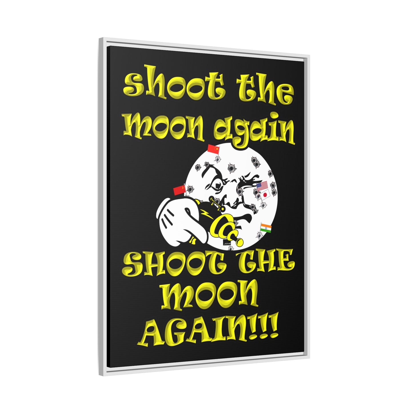 shoot the moon again - framed canvas art (black)