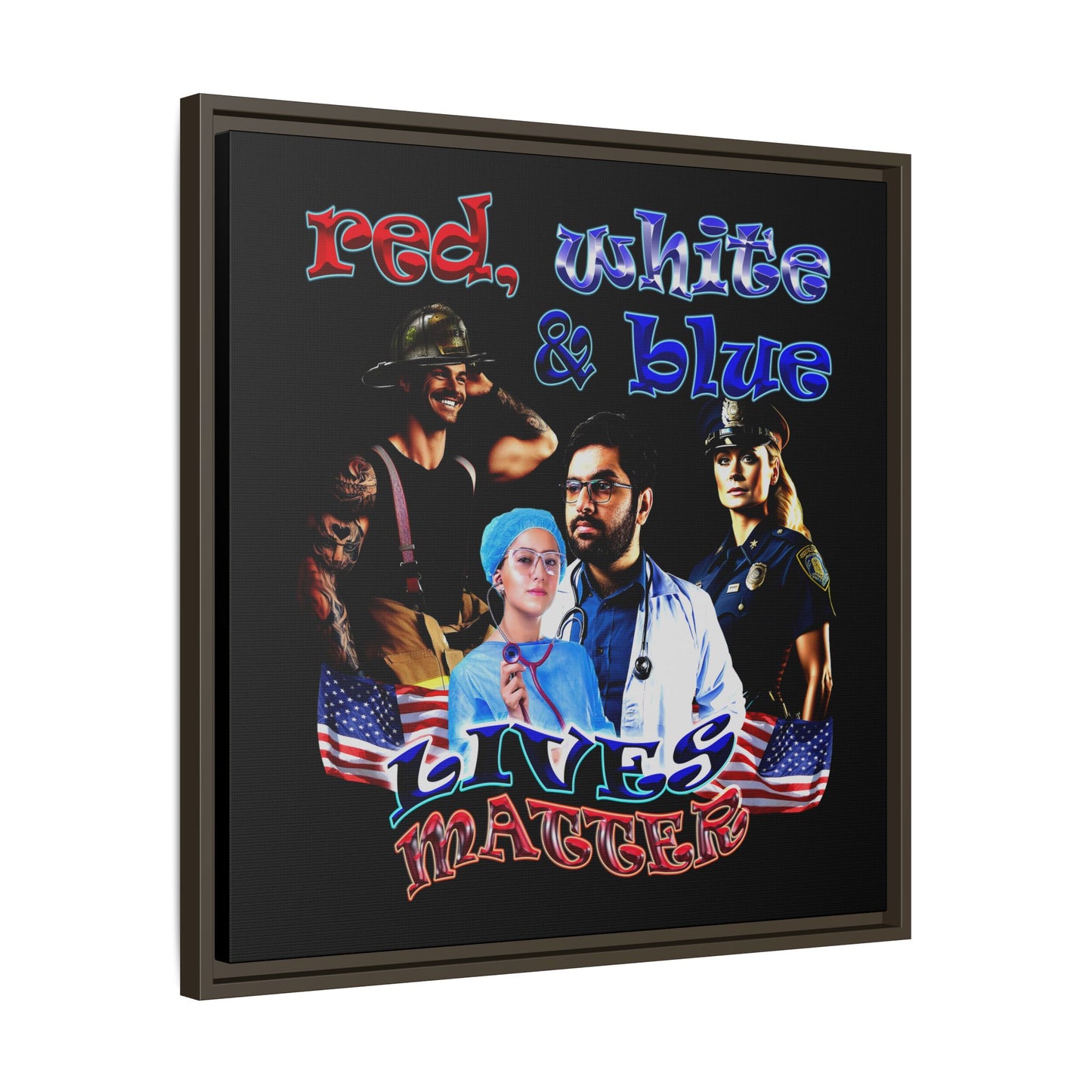 rw&b lives matter - framed canvas art (black)