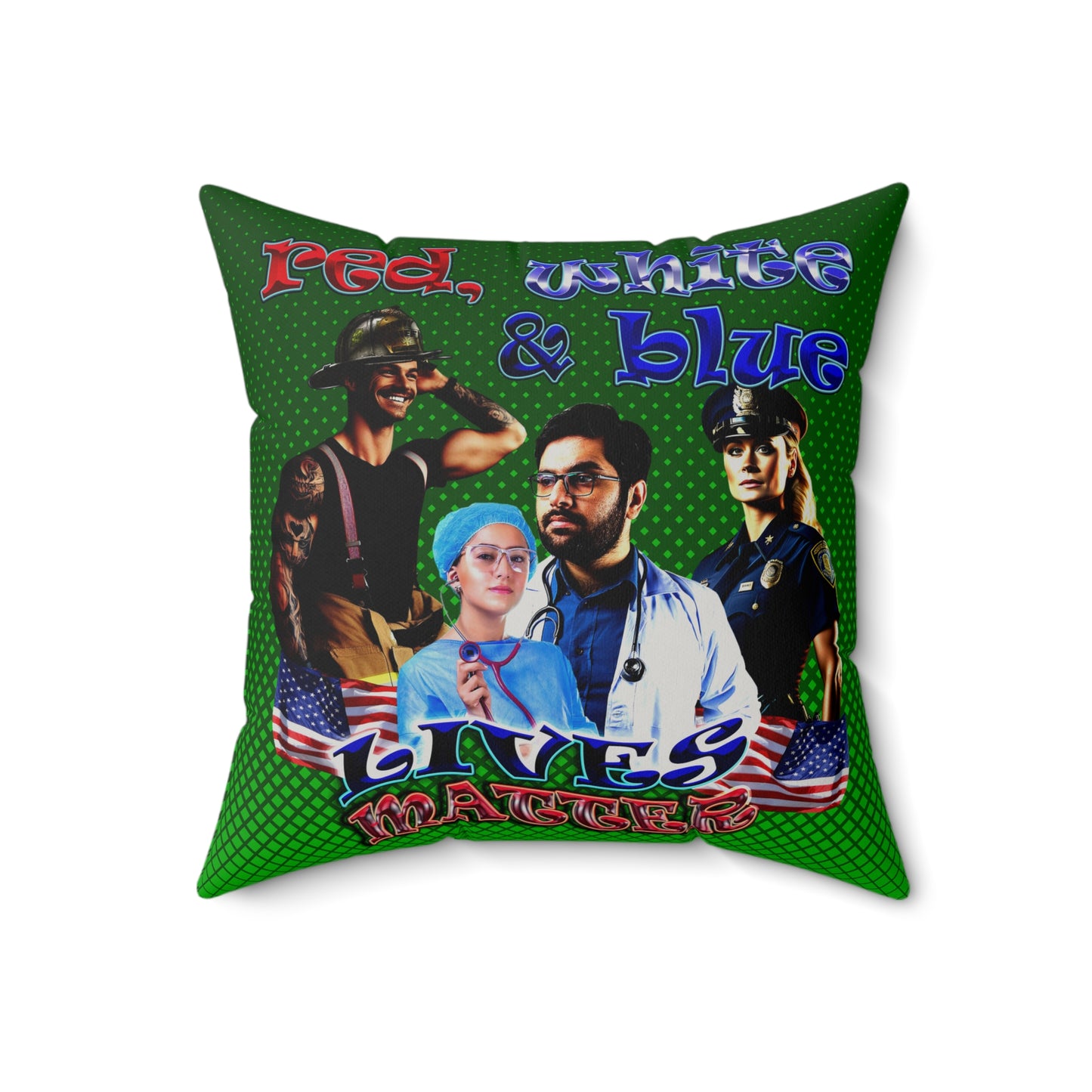 rw&b lives matter - Faux Suede Square Pillow - (logo green)
