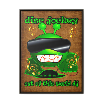 disc jockey - framed canvas art (brown papyrus)