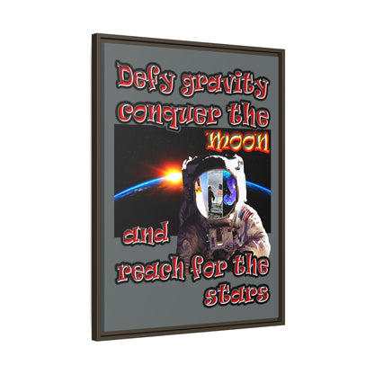 defy conquer reach - framed canvas art (dark grey)