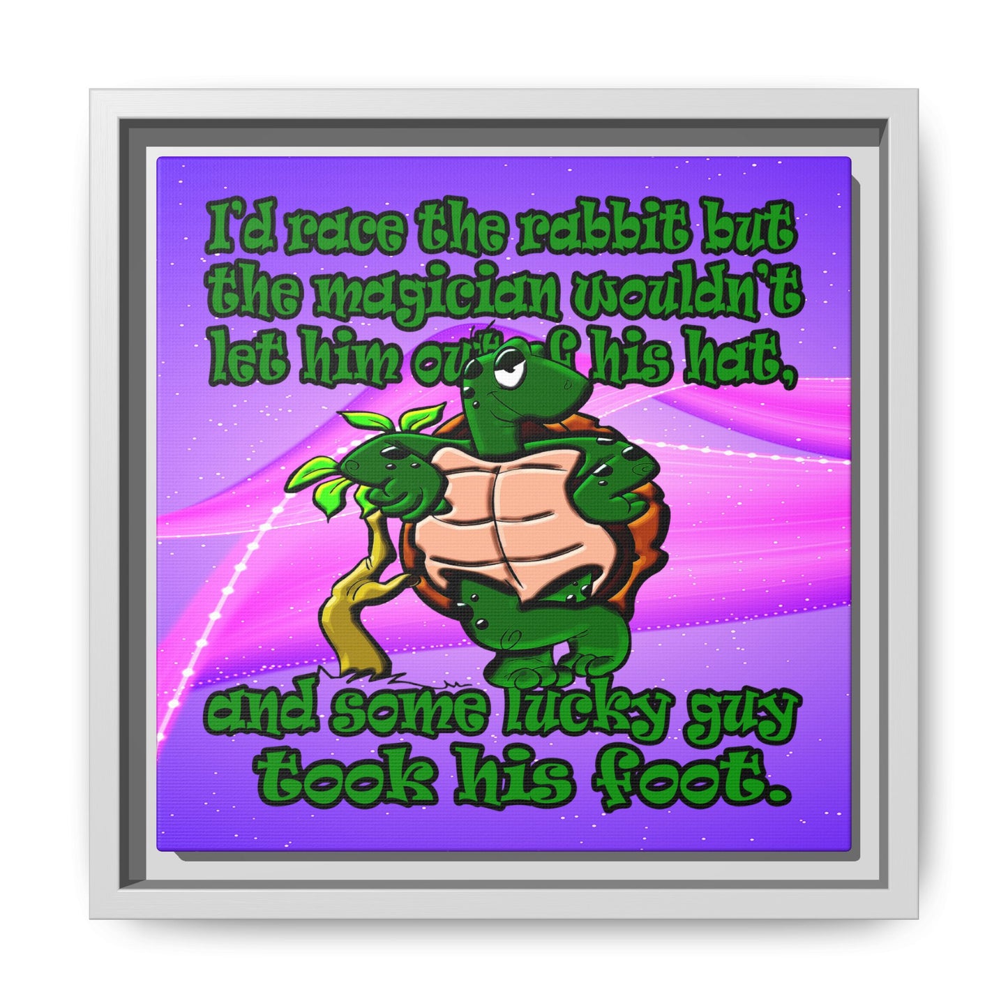 turtle race - framed canvas art (purple-pink wave)