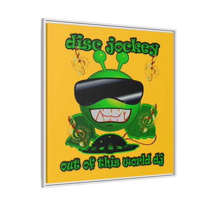 disc jockey - framed canvas art (yellow)