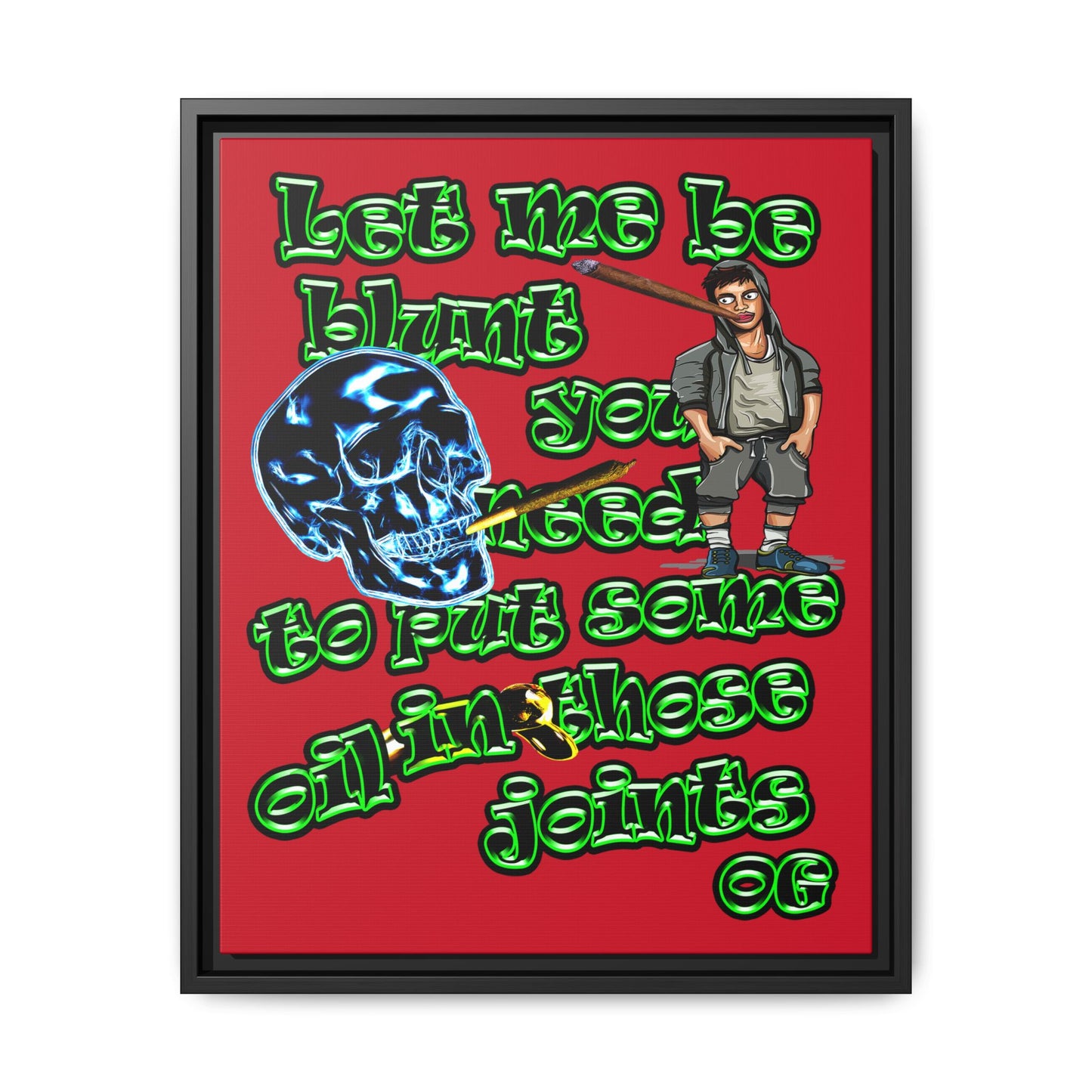 og - framed canvas art (dark red)