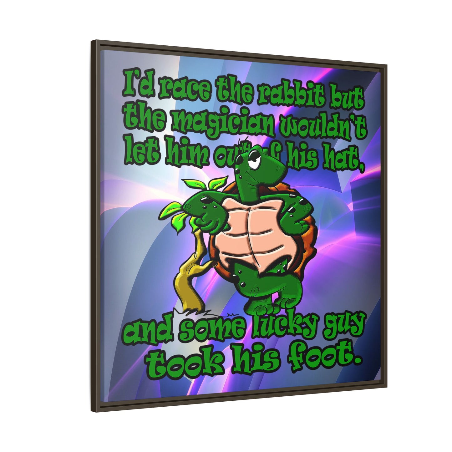 turtle race - framed canvas art (grey-pink wave)
