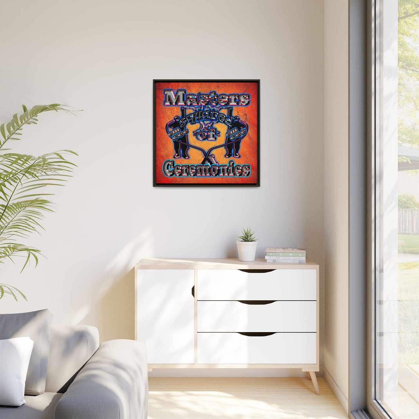 em cee squared - framed canvas art (burnt orange)