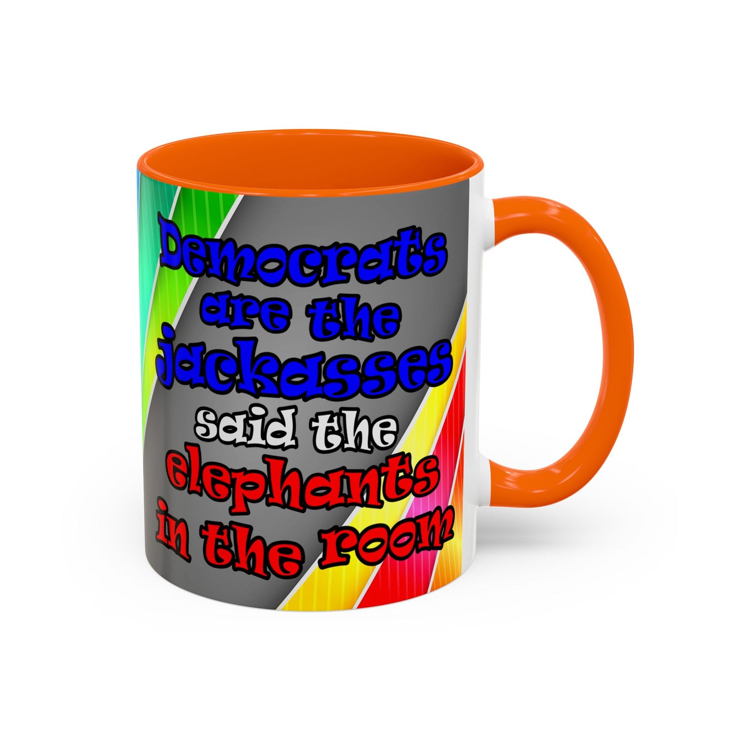 donkeys and elephants - Accent Mug (rainbow split)