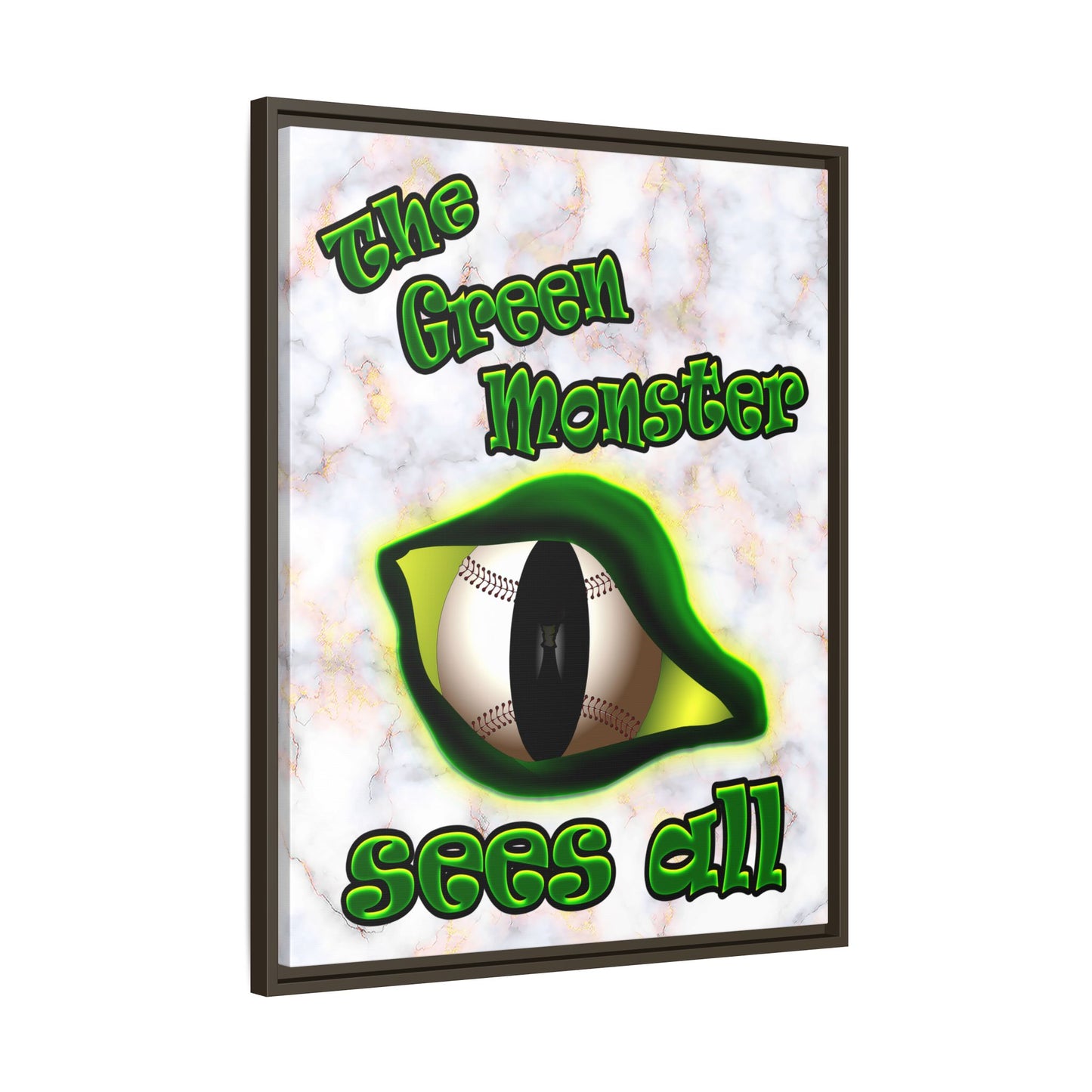 green monster - framed canvas art (white marble)