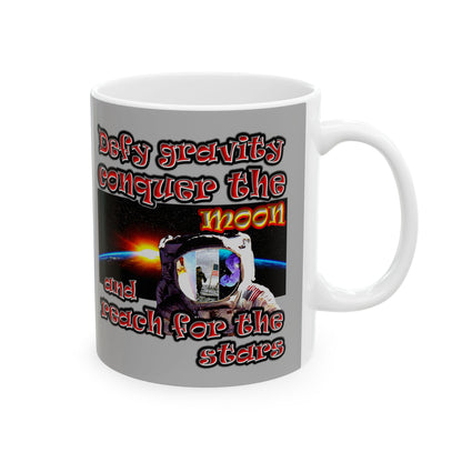 defy conquer reach - White Mug (light grey)