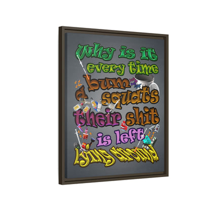 the bum's shit - framed canvas art (grey-light grey)
