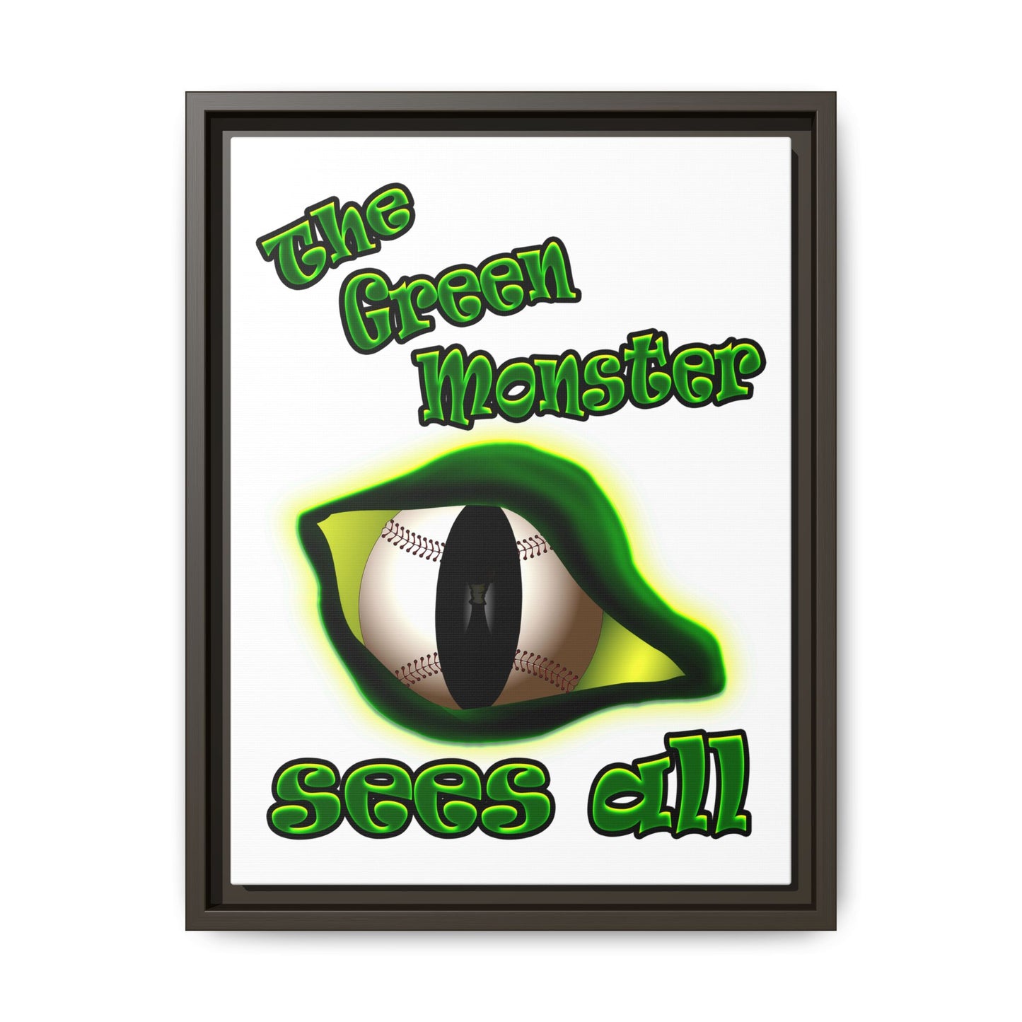 green monster - framed canvas art (white)