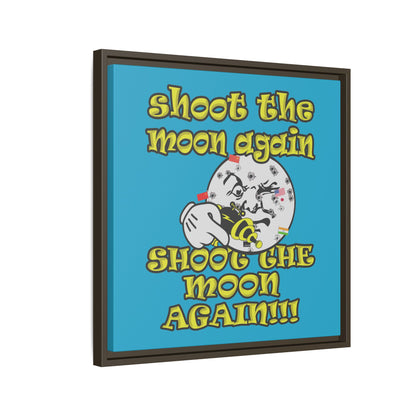 shoot the moon again - framed canvas art (turquoise)