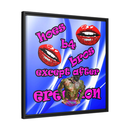 hoes b4 bros - framed canvas art (blue-white wave)