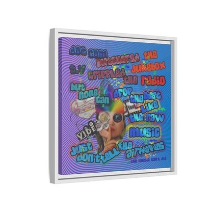 drop the beat - framed canvas art (light blue-purple wave)