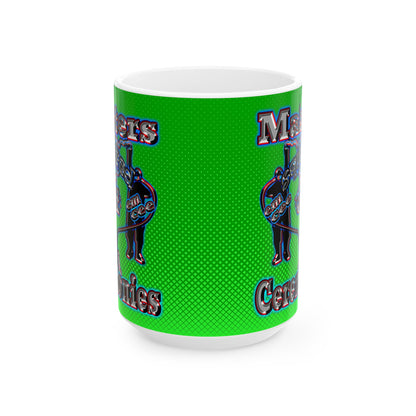 em cee squared - White Mug (logo green)