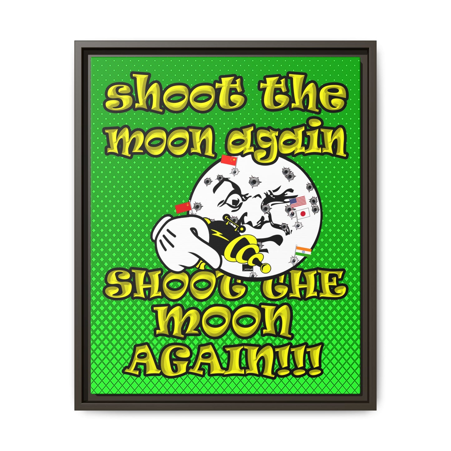 shoot the moon again - framed canvas art (logo green)