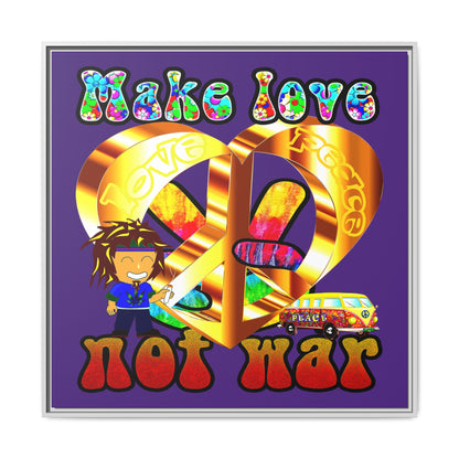 love peace - framed canvas art (purple)