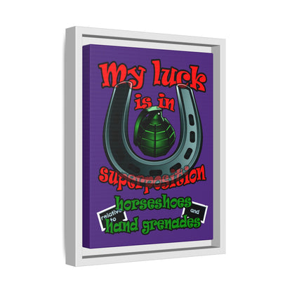 my luck - framed canvas art (purple)