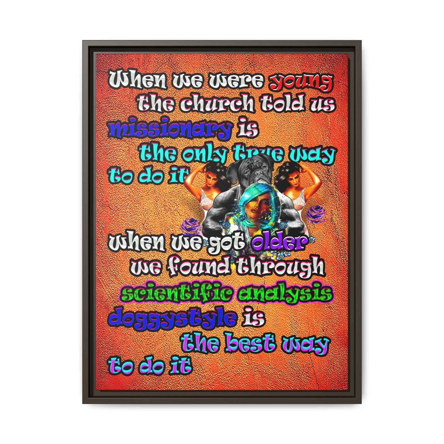 doggystyle - framed canvas art (burnt orange)