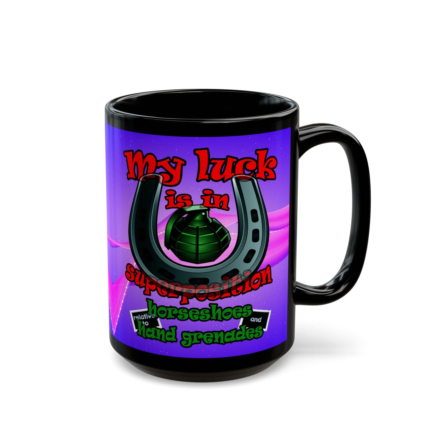 my luck - Black Mug (purple-pink wave)