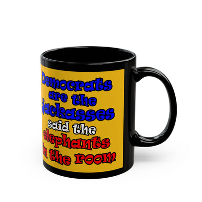 donkeys and elephants - Black Mug (yellow)
