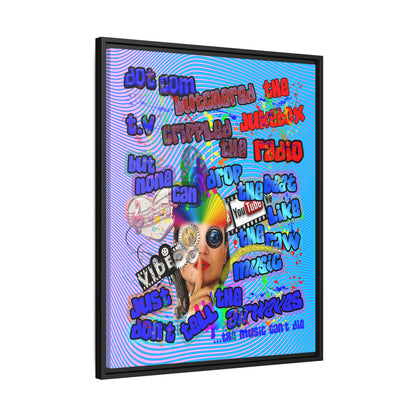 drop the beat - framed canvas art (light blue-purple wave)