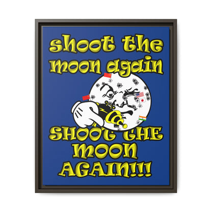 shoot the moon again - framed canvas art (dark blue)