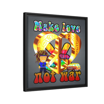 love peace - framed canvas art (grey-light grey)