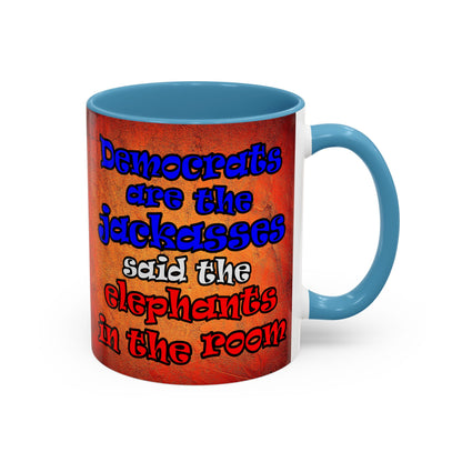 donkeys and elephants - Accent Mug (burnt orange)