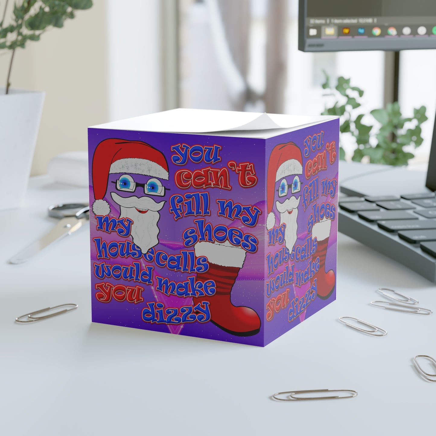 santa's shoes - note cube (purple-pink wave)