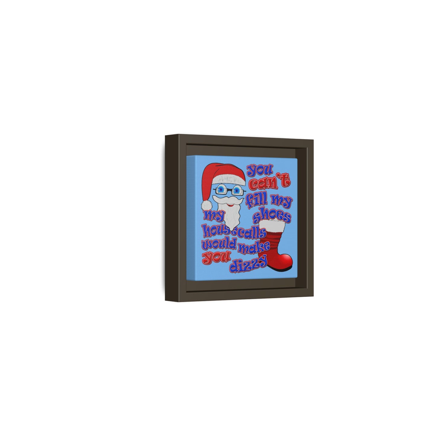 santa's shoes - framed canvas art (light blue)