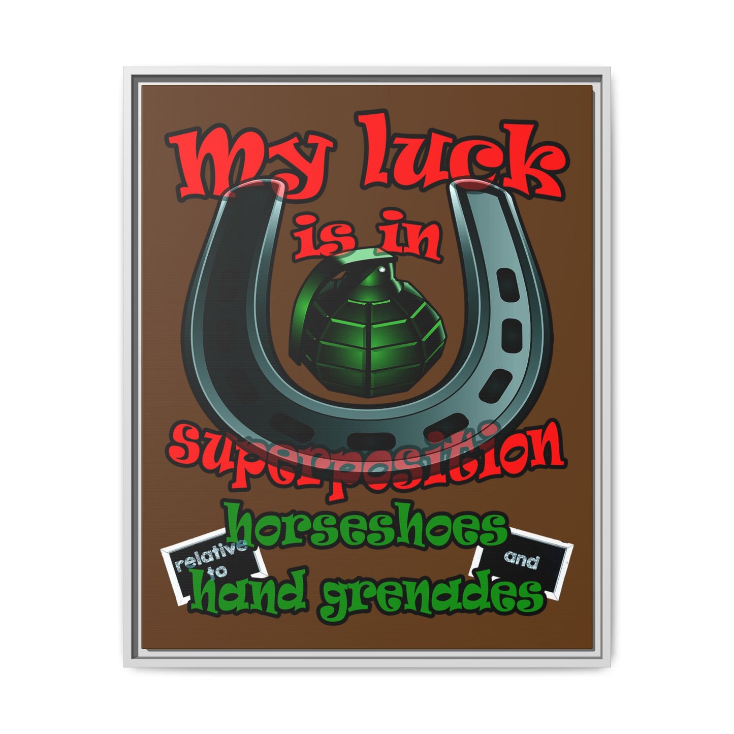 my luck - framed canvas art (brown)