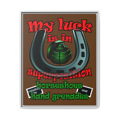 my luck - framed canvas art (brown)