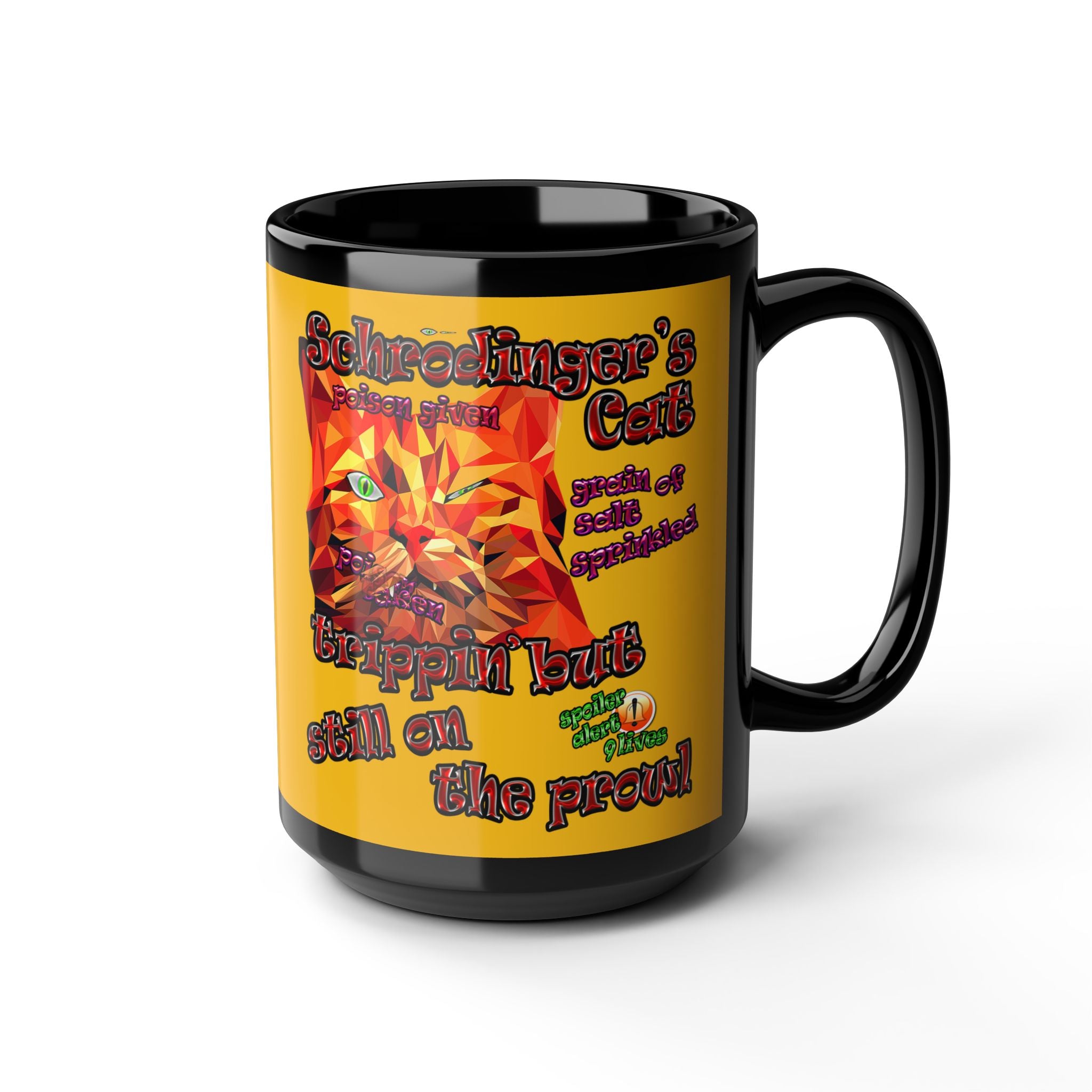 schrodinger's cat - Black Mug (yellow)