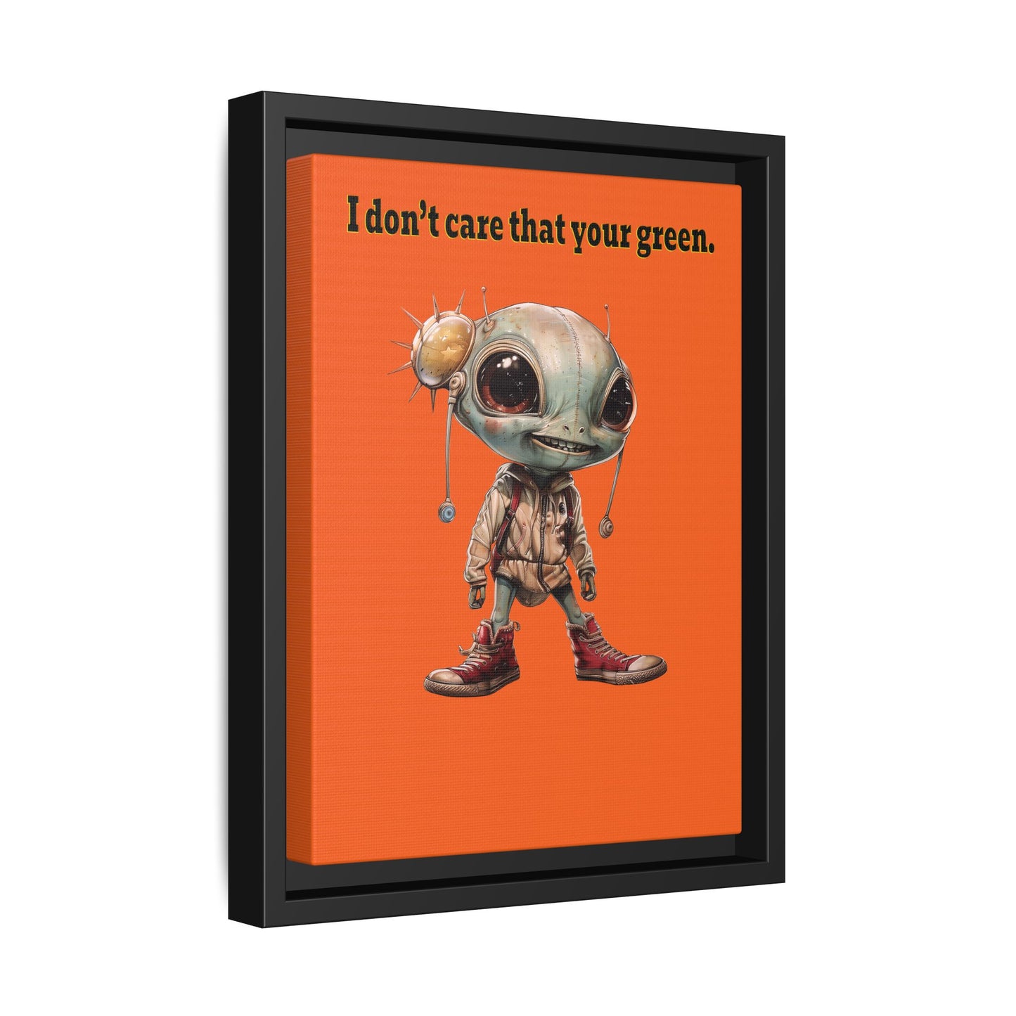 I don't care that your green - framed canvas art (orange)