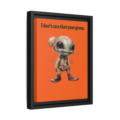 I don't care that your green - framed canvas art (orange)
