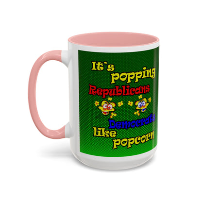 popping like popcorn - Accent Mug (logo green)