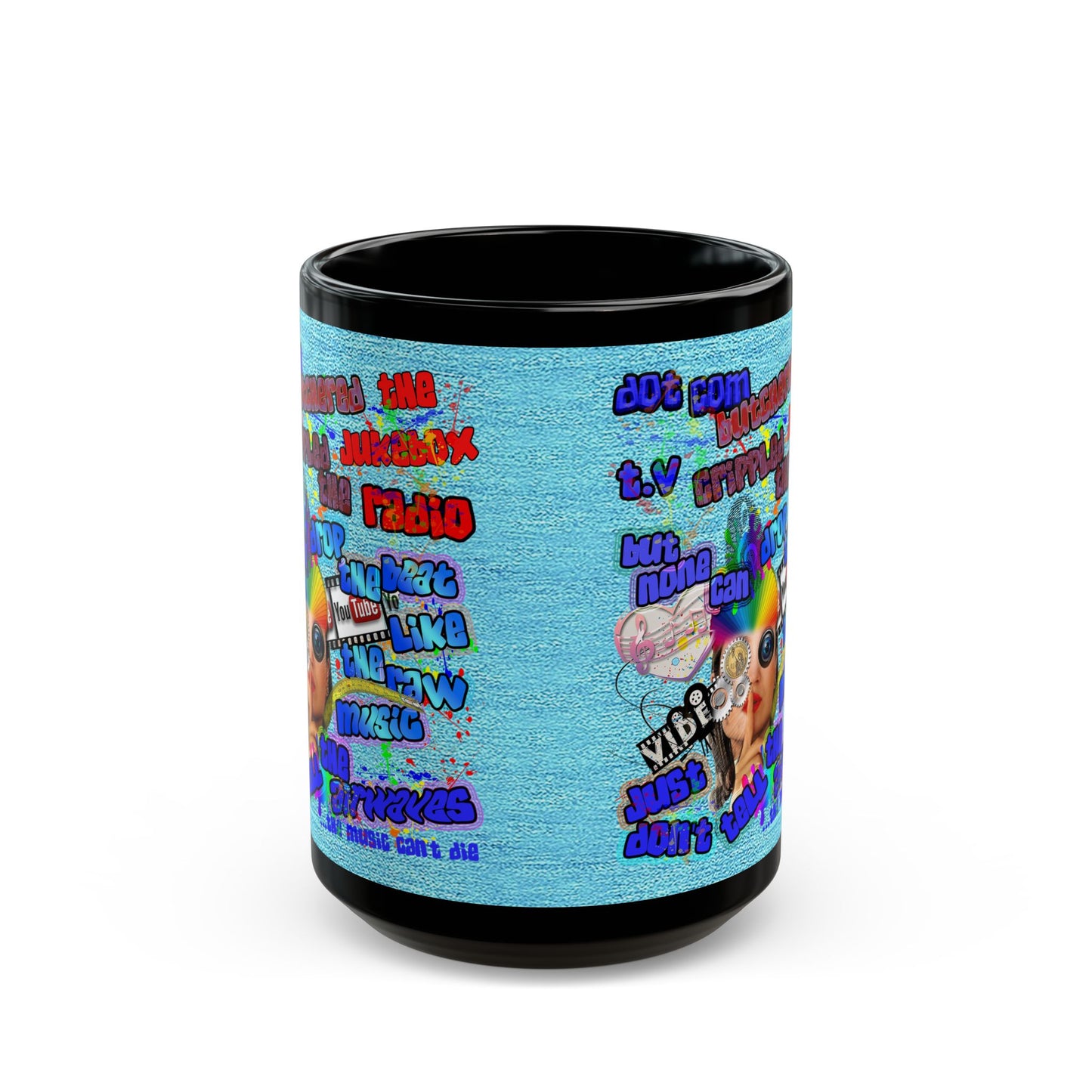 drop the beat - Black Mug (faded blue)